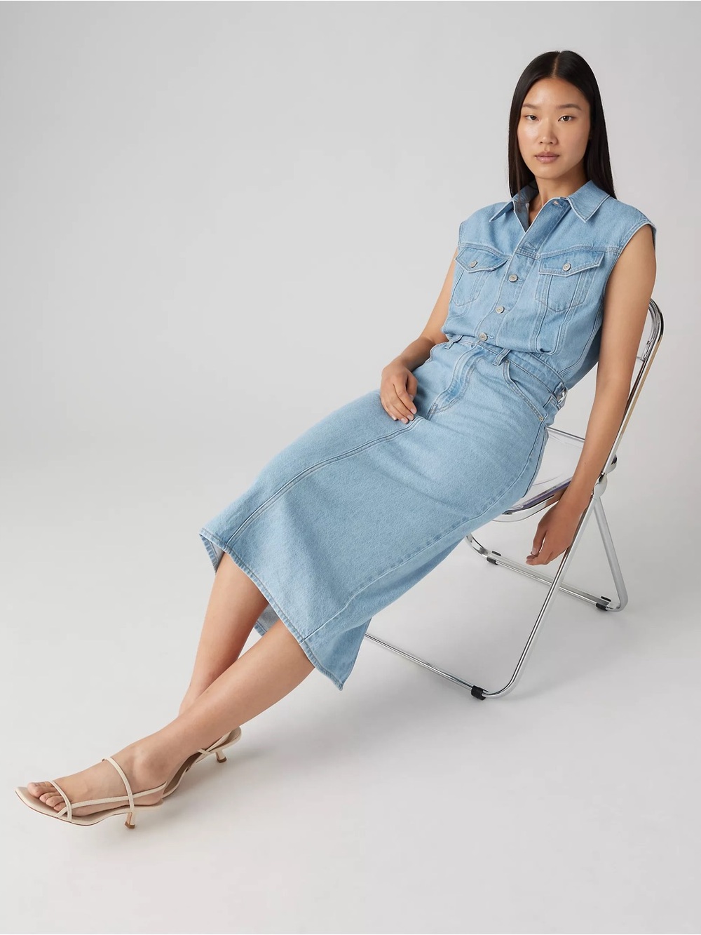 Levi's Light Blue Denim Midi Dress